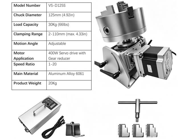 Rotary Shaft for Fiber Laser Welding Machine: Precision Welding Solutions 6 Rotary Shaft D125S