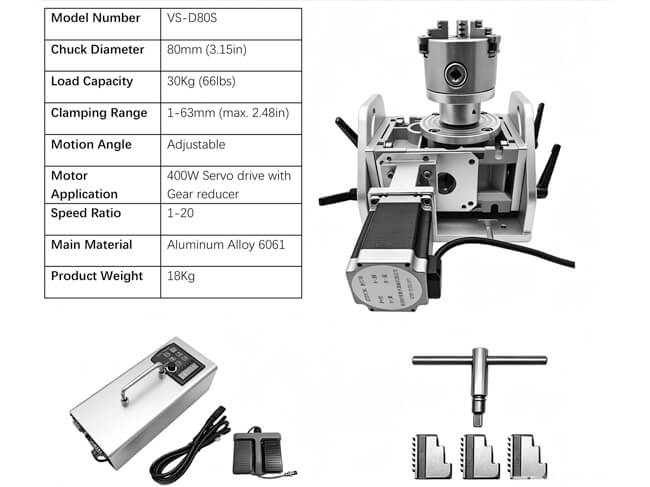 Rotary Shaft for Fiber Laser Welding Machine: Precision Welding Solutions 4 Rotary Shaft D80S